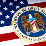 National Security Agency emblem over American flag background