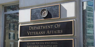 Department of Veterans Affairs building exterior sign