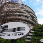 Watergate Whistleblower Dies at 99 Watergate 600 building with a sign in front