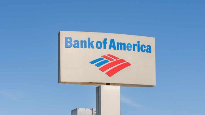 shutterstock_2235873643.jpg Bank of America sign against a clear blue sky
