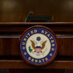 Podium with the United States Senate seal