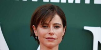 Close-up portrait of a woman on the red carpet