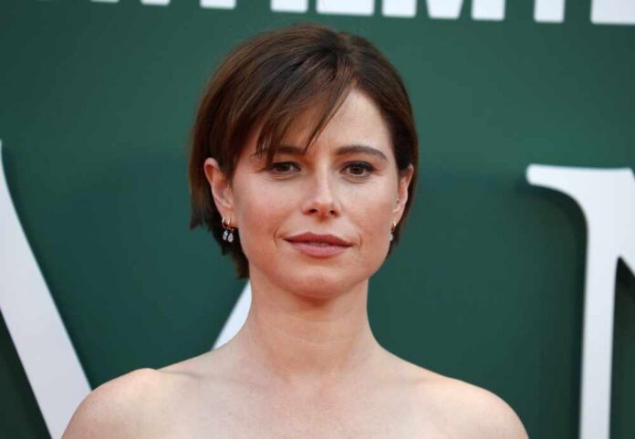Close-up portrait of a woman on the red carpet