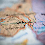 Close-up of a map highlighting Oslo