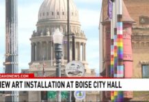 Boise City Hall adds pride-colored pole wraps, signs, citing