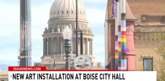 Boise City Hall adds pride-colored pole wraps, signs, citing