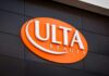Signage of Ulta Beauty store featuring an orange background