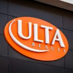 Signage of Ulta Beauty store featuring an orange background