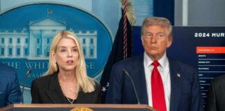 Government officials at a press conference in front of the White House