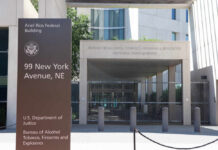 Exterior view of the Ariel Rios Federal Building housing the Bureau of Alcohol, Tobacco, Firearms and Explosives