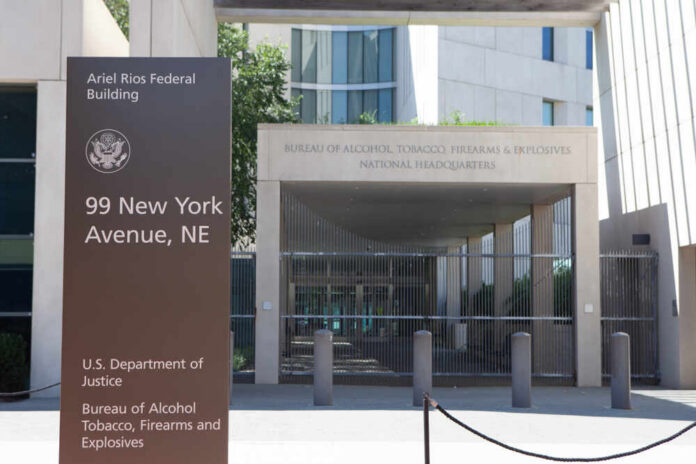 Exterior view of the Ariel Rios Federal Building housing the Bureau of Alcohol, Tobacco, Firearms and Explosives
