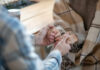 Two people holding hands in a cozy setting
