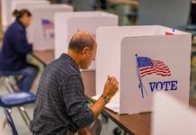 Quarter-Million Ghost Voters Exposed Man filling out ballot at voting booth