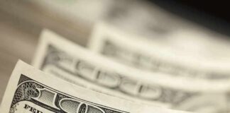 Stack of U.S. hundred dollar bills in close-up