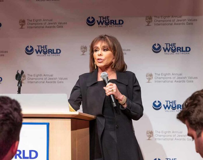 Woman speaking at a podium with microphone
