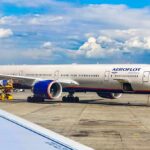Aeroflot passenger jet at airport gate