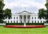 A Major News Outlet Walks Back Its Story The White House with fountain and red flower bed
