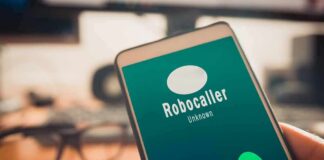 smartphone showing an incoming robocall screen