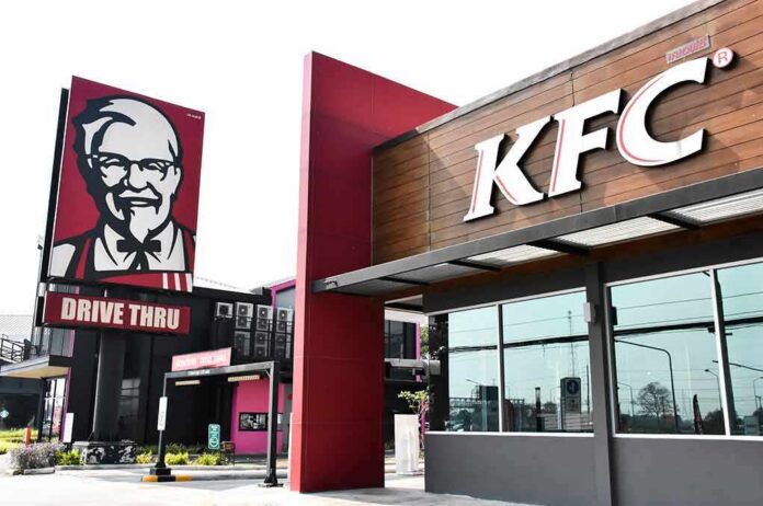 KFC restaurant exterior with drive-thru sign